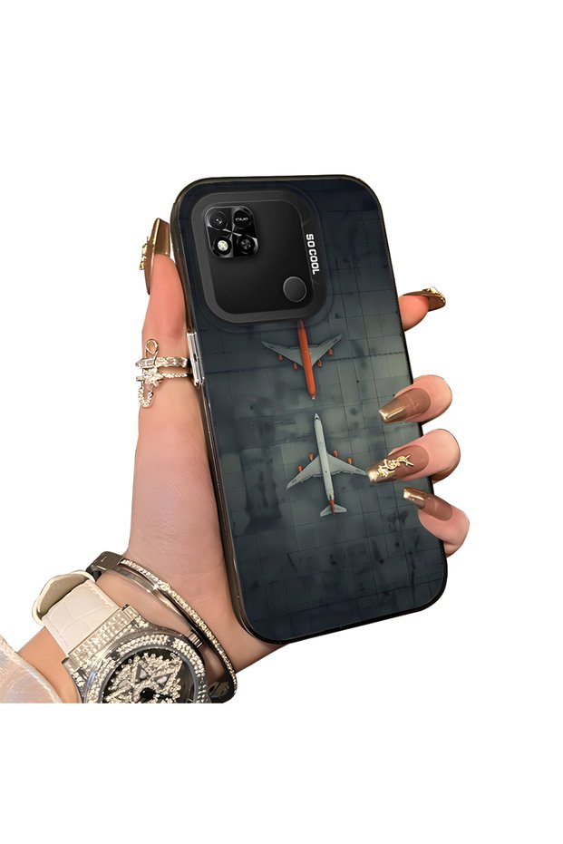 حافظة هاتف Redmi 9c متوافقة مع حافظة الهاتف ذات الحواف الصلبة المصنوعة من السيليكون ونمط الطائرة