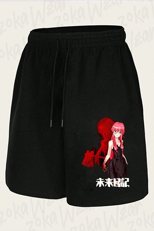 Unisex Mirai Nikki Design Printed Shorts