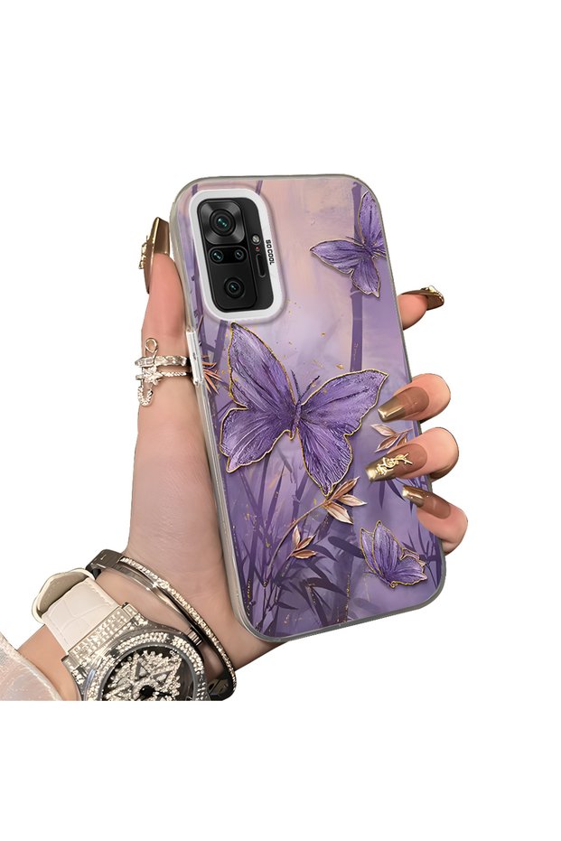 Redmi Note 10 Pro Compatible Silicone Edge Hard Back Case Couple Phone Case Butterfly Pattern