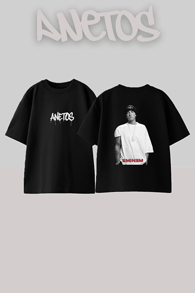 Eminem_79 Design Printed Oversize Black T-Shirt
