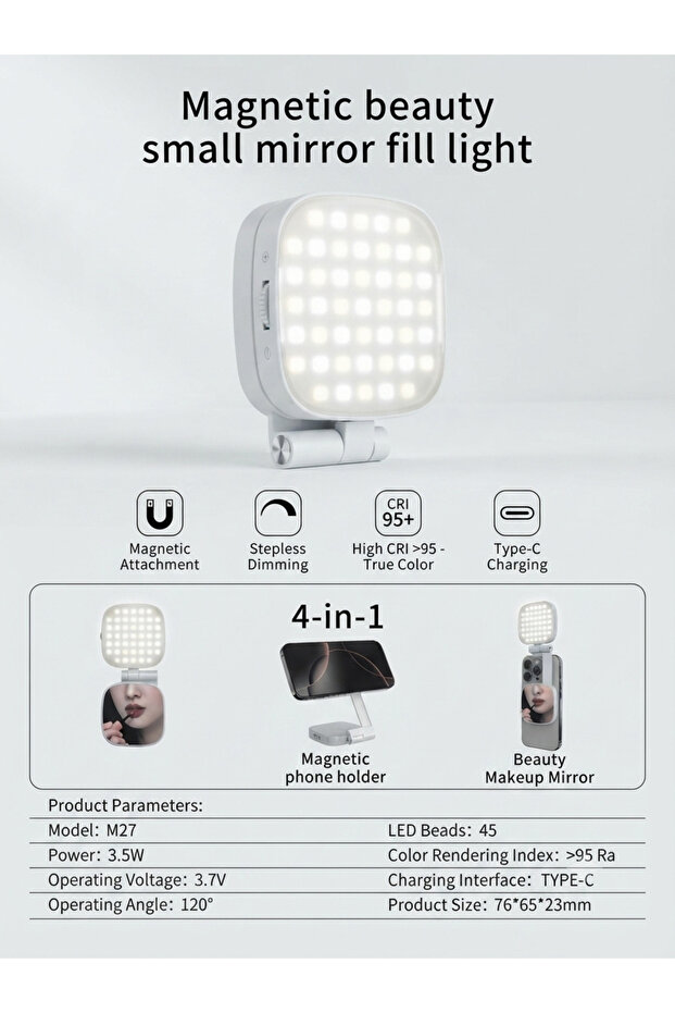 Magnetic beauty small mirror fill light