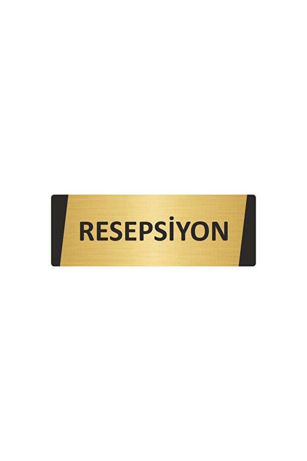 Reception Metal Warning Sign 10X20 cm Gold Color