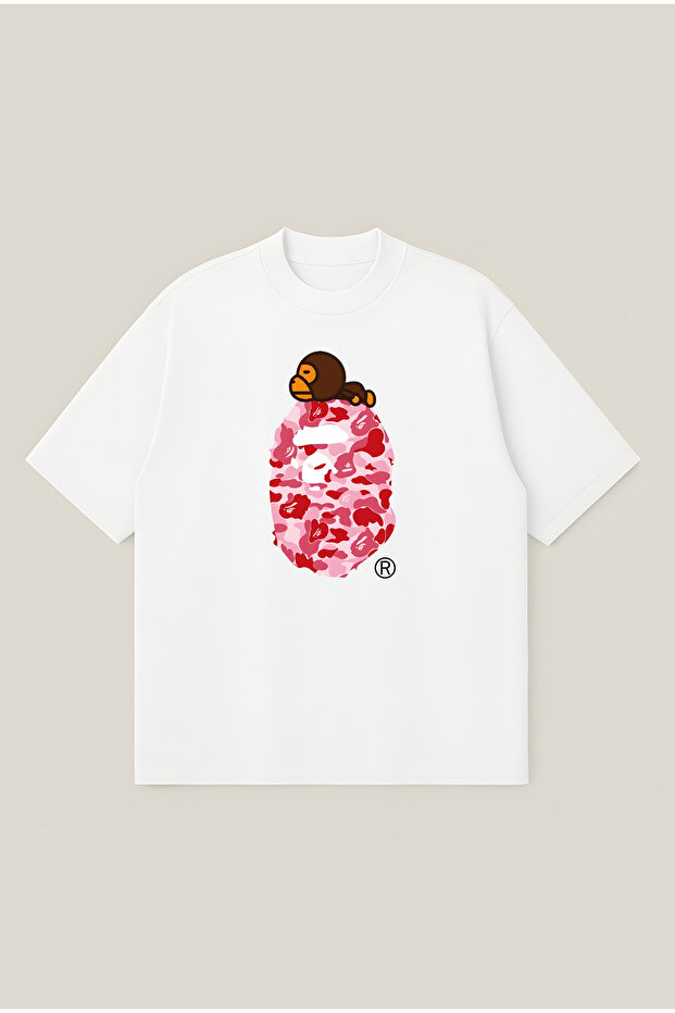 Abc Camo Milo on Ape Head Head Oversize Boxy Cut Unisex 100% Cotton Printed Tshirt | Streetwear