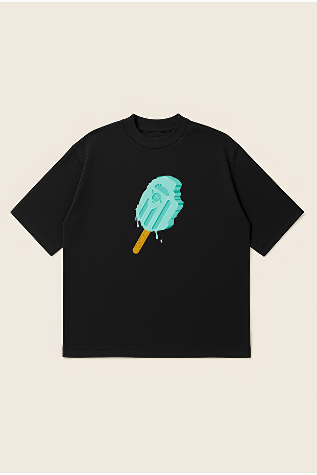 Bape Blue Ice Cream Oversize Boxy Cut Unisex 100% Cotton Printed Tshirt | Streetwear