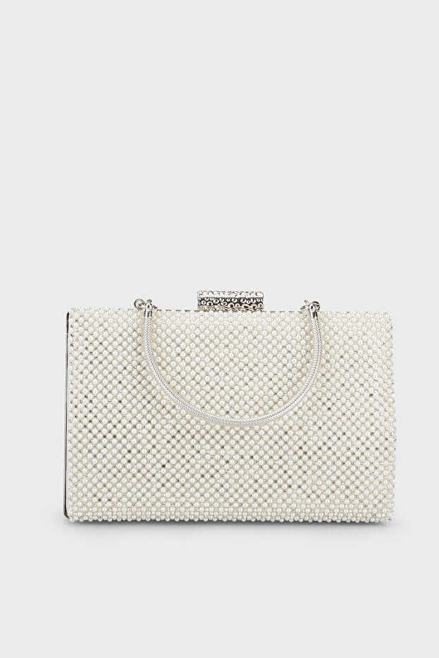 Pearl Detailed Fixed Handle Evening Dress Bag Evening Dress Bag 366Inci