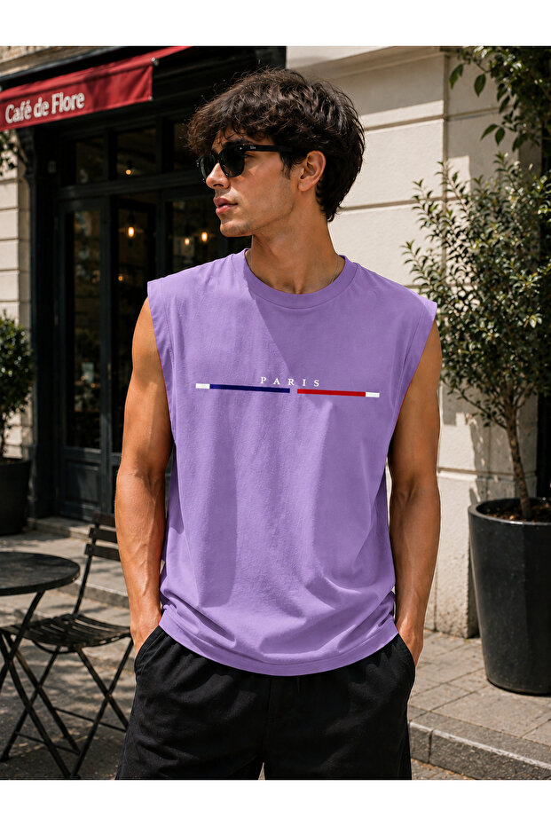 Zero Sleeve Unisex Paris Cotton Combed Cotton Crew Neck T-Shirt