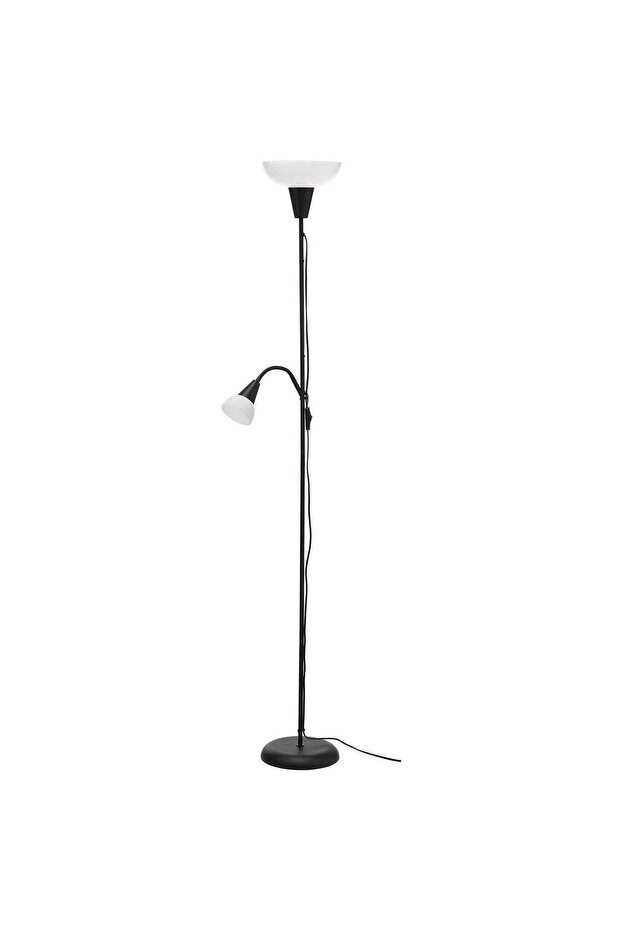 Floor Uplighter & Reading Lamp Combo, Black / White