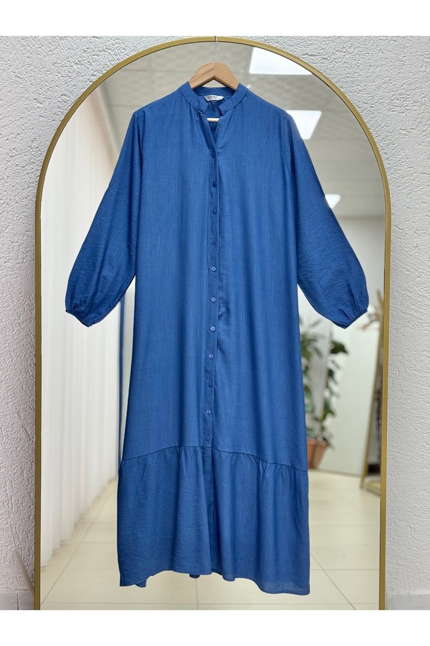 Miressa Boydan Buttoned Belt Strawberry Dress-Pe620 Indigo