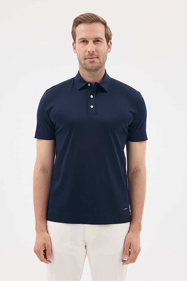Polo Collar 100% Mercerized Cotton Men's T-Shirt