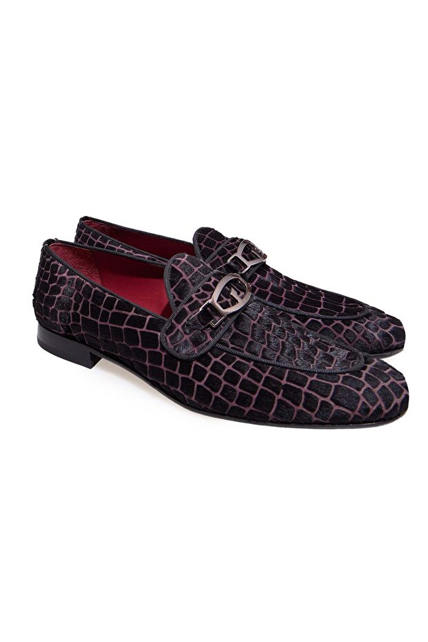 Burgundy Color Laceless Genuine Thai Feather Men's Shoes