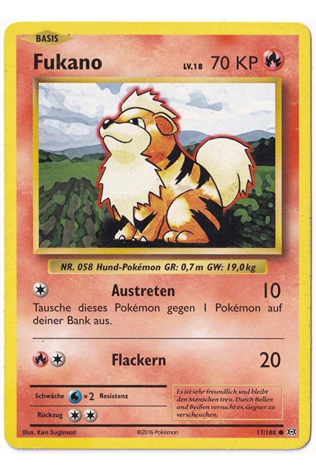 Growlithe # 17 (Fukano) - German Evolutions - Card (Nm- Near Mint)