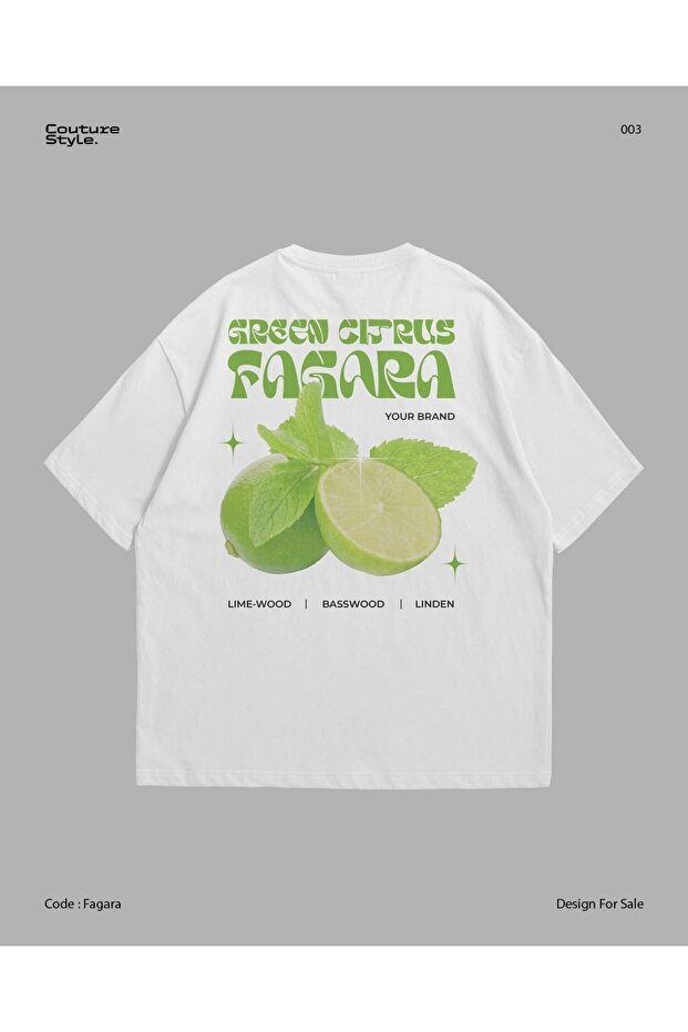 Fagara Printed White Oversize Unisex T-Shirt Basic Comfortable Fit Daily Tshirt