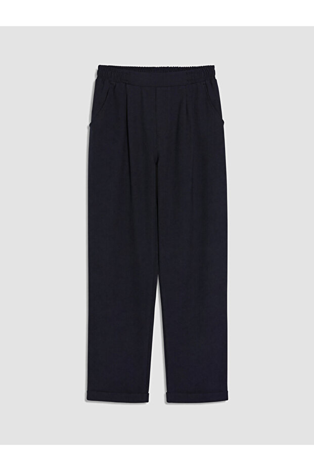 Navy Blue Loose Fit Girls' Trousers