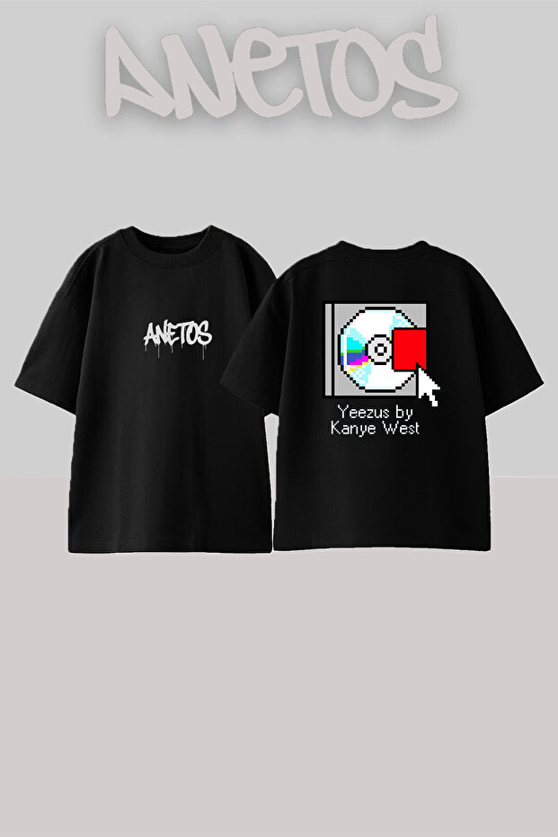 Yeezus Cover Design Printed Unisex Oversize Black Tshirt