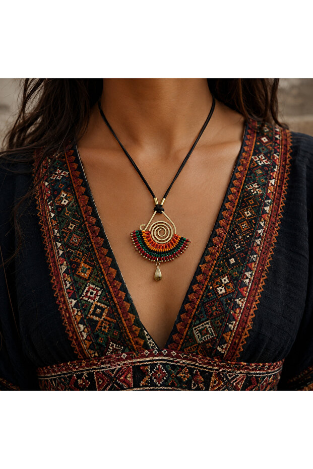 Aurekha Bohemian Spiral Woven Handmade Rope Necklace