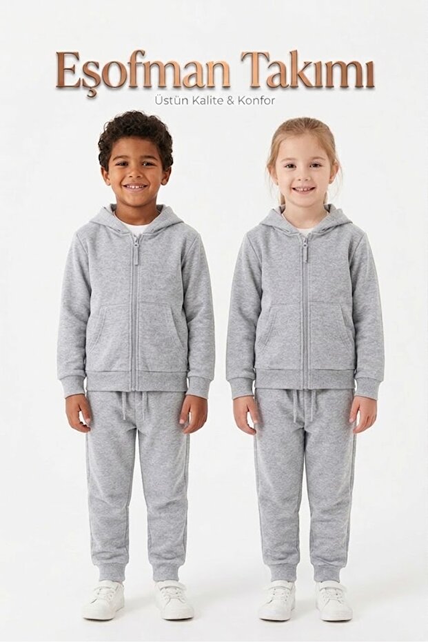 Unisex Kids Zippered Top and Bottom Tracksuit Set