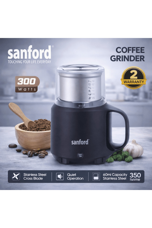 Coffee Grinder 300W Stainless Steel Blade 60ml Capacity