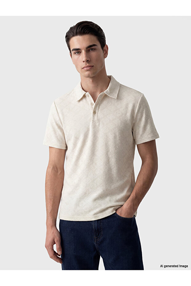 Peak New Season Diamond Patterned Linen Blend Men's T-Shirt