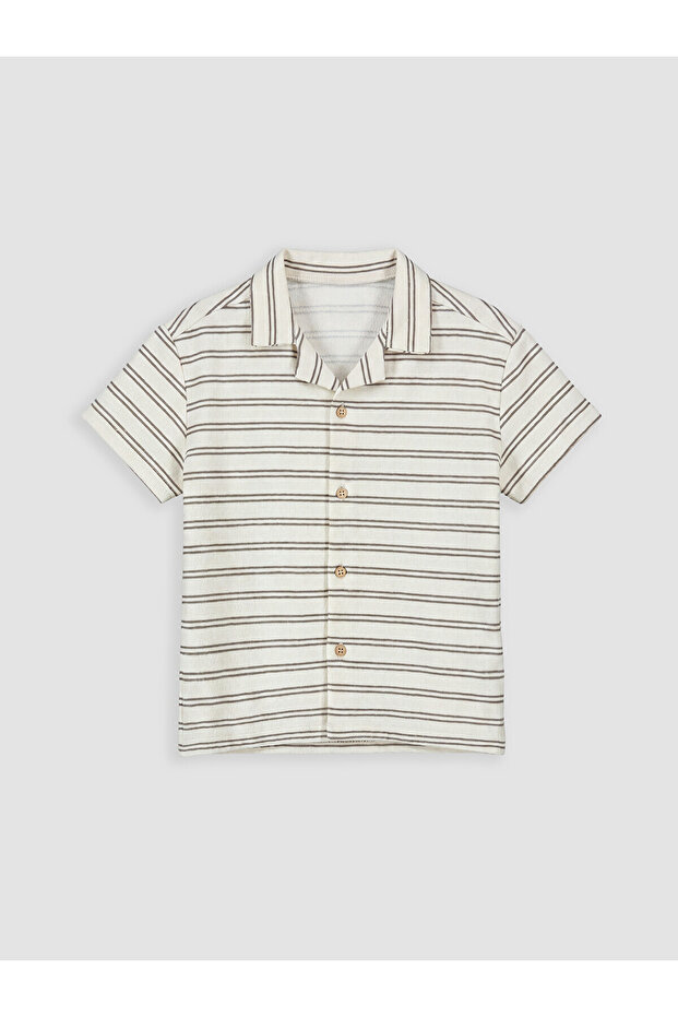 Lcw Baby Brown Short Sleeve Striped Boy's Shirt