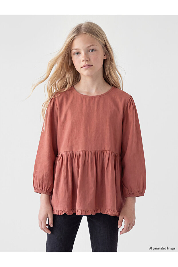 Nevavm Ruffled Girl's Peplum Blouse with a Difference