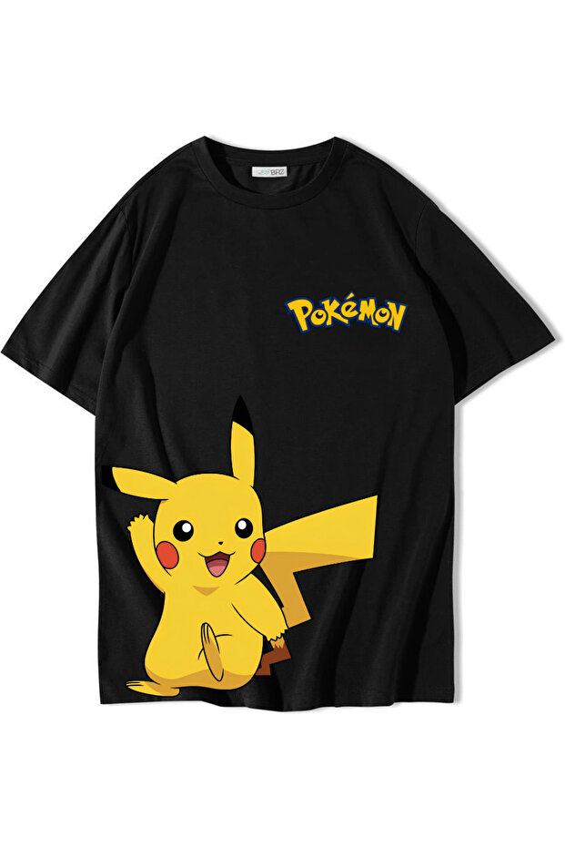 Unisex Oversize Pikachu Pokemon T-Shirt Black