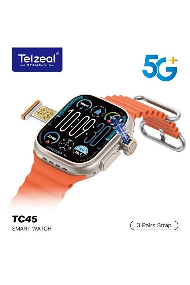 5G+ TC45 Smart Watch – 2.2 Inch HD Touchscreen, 8MP Camera, SIM Support, Versatile for Ladi