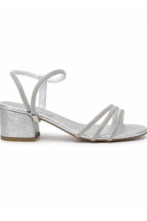 Girl's Glittery Stone Heeled Shoes