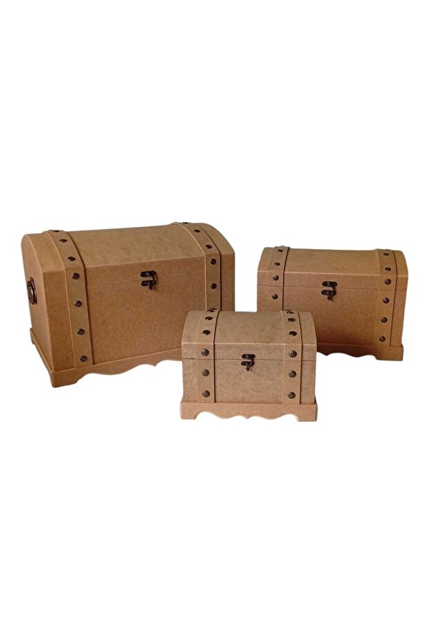 مجموعة صناديق ديكور من MDF مكونة من 3 قطع، متعددة الأغراض، منتفخة، مزودة بمشبك
