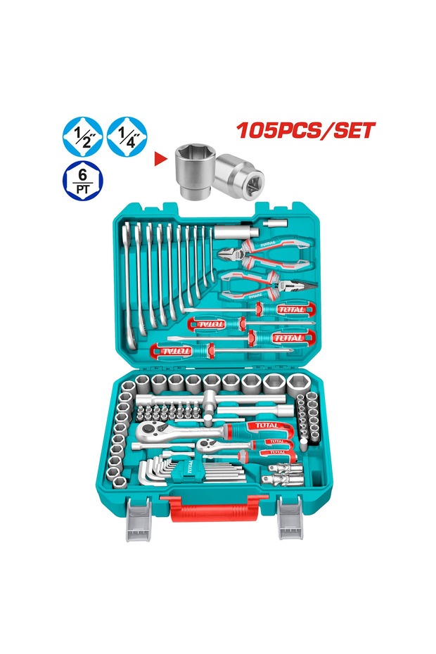 طقم حبوب شنطة بلاستيك 1/2"&1/4" 105PCS/SET