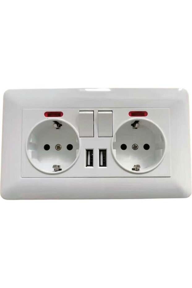 Πολύπριζο με 2 θύρες USB 1 τεμάχιο