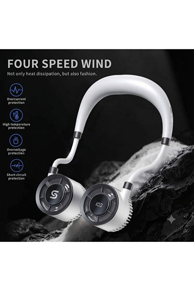 Bladeless Wearable Neck Fan with 100-Speed Digital Display