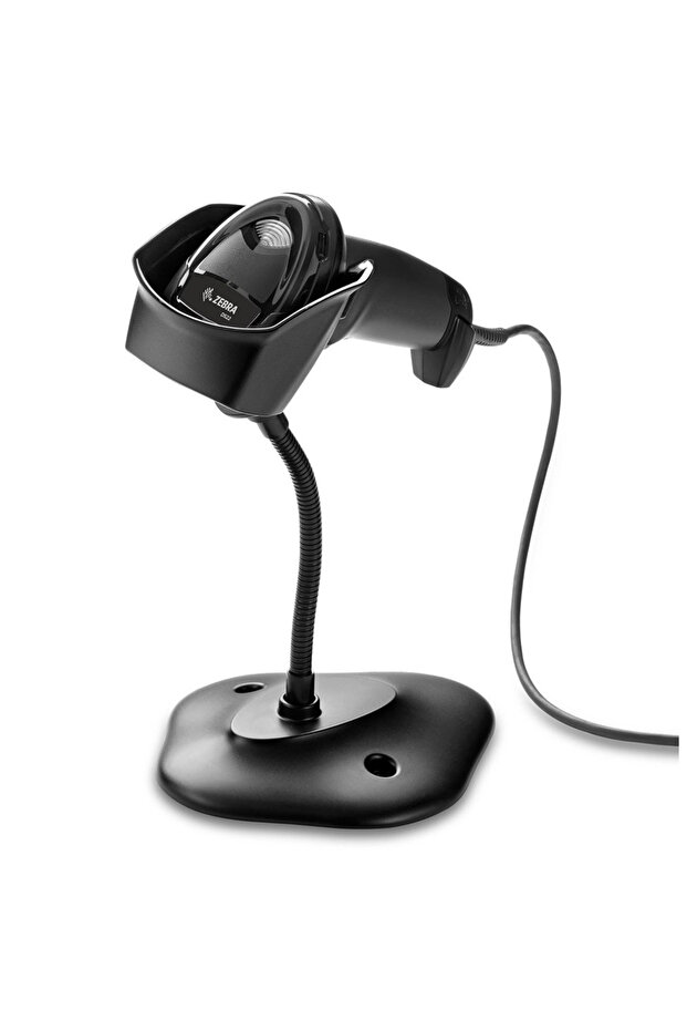 زيبرا سيمبول DS2208، نوع EL، ليزر، كابل USB، قارئ رمز الاستجابة السريعة ثنائي الأبعاد، قارئ الباركود (مع قاعدة)