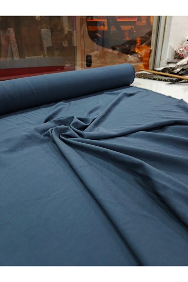 Fabric 93% Viscosa Dark Blue Dress Tunic Pants Silky Soft Texture 220 Gr