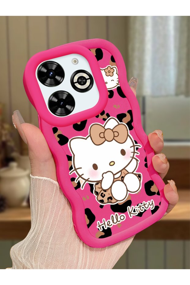 Infinix Smart 8 Plus Compatible Case Camera Protector Red Silicone Couple Phone Case Kitty Pattern