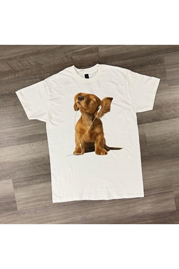 Relaxed Dog Music Printed Unisex Oversize T-Shirt