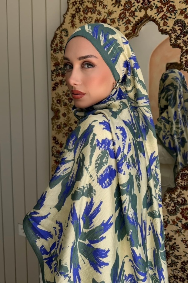 Khaki Patterned Silk Shawl