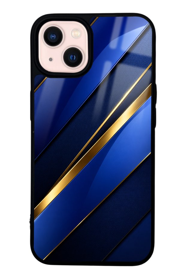 iPhone 13 Glossy Phone Case with Sapphire Gold Edge Design