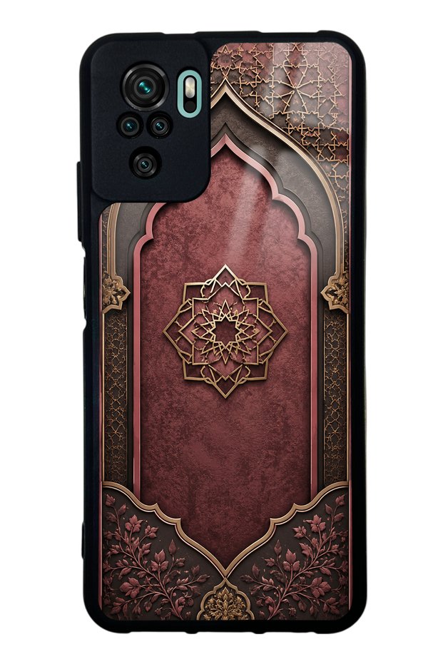 Xiaomi Redmi Note 10 Burgundy Glossy Phone Case with Ottoman Emblem Design