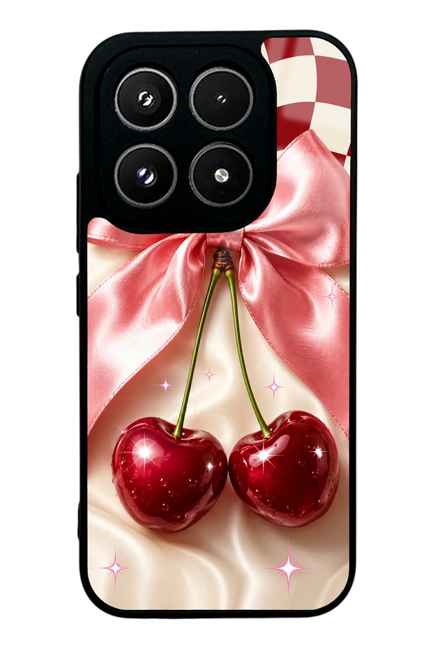 Xiaomi 17 Glossy Phone Case with Cherry Picnic Bow Design
