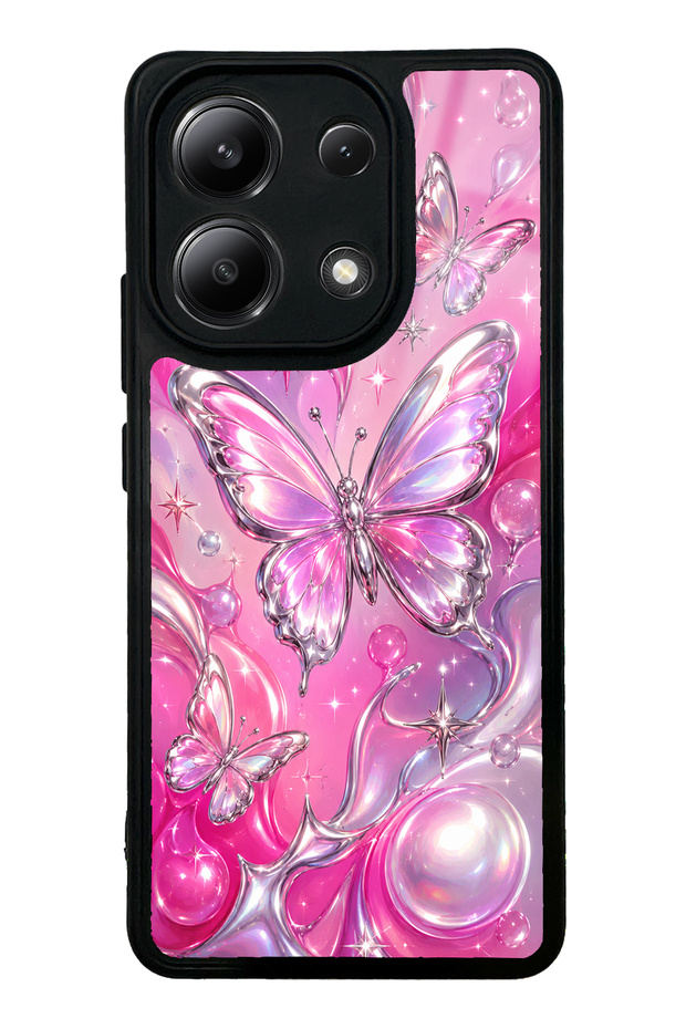 Xiaomi Redmi Note 13 4g Pink Prism Butterfly Design Glossy Phone Case