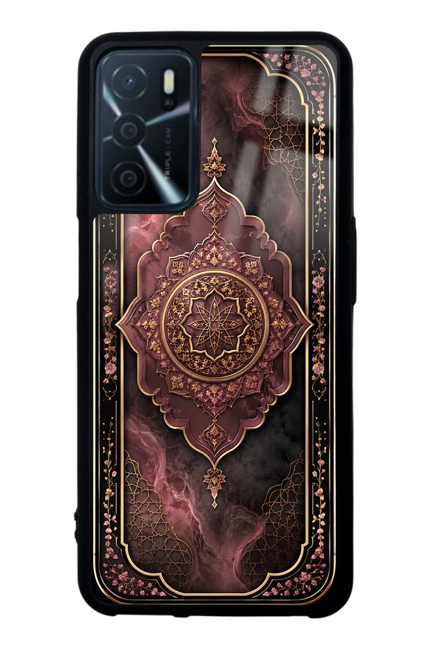 Oppo A16 Rosewood Ottoman Medallion Design Glossy Phone Case