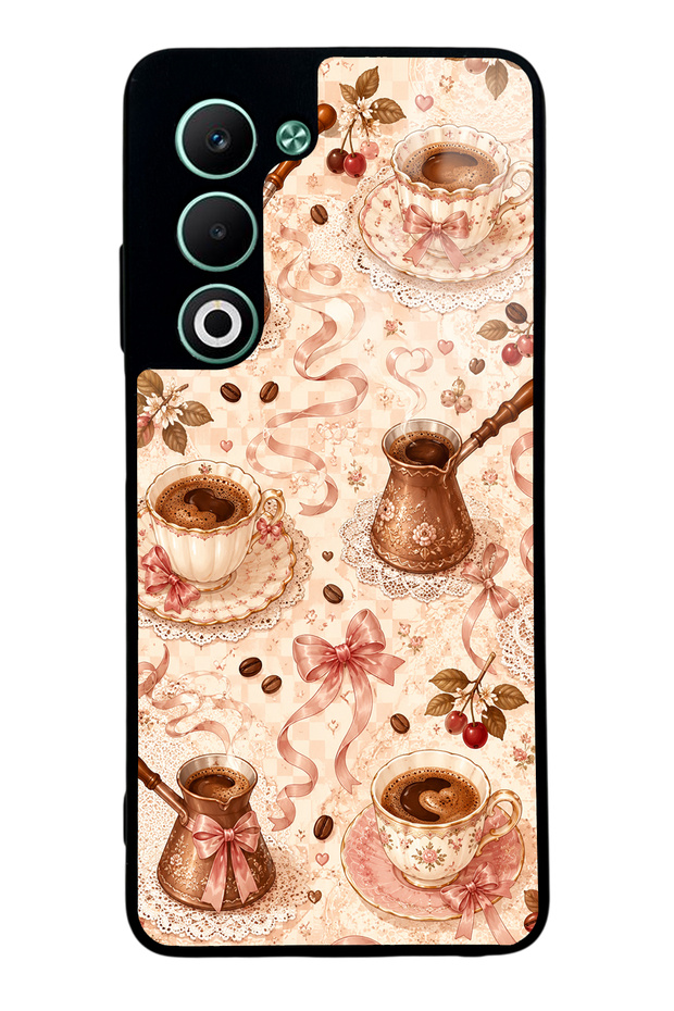 Oppo A5 5g Glossy Phone Case with Blush Coffee Bow Design