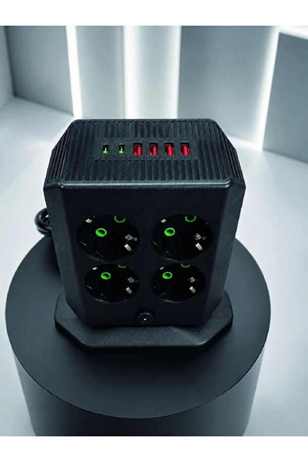 مقبس متعدد المنافذ 8 منافذ، 4 منافذ USB، 2 منافذ، برج مقبس كهربائي عمودي - 3
