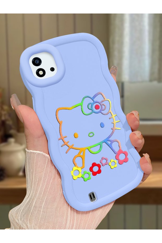 حافظة متوافقة مع هاتف Realme C20، حافظة حماية للكاميرا من السيليكون الأزرق، حافظة هاتف بنمط كيتي