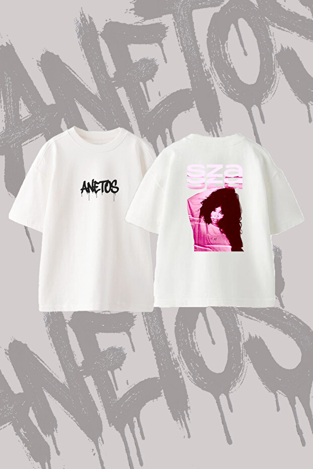 Sza_19 Design Back Printed Cotton White Oversize T-Shirt