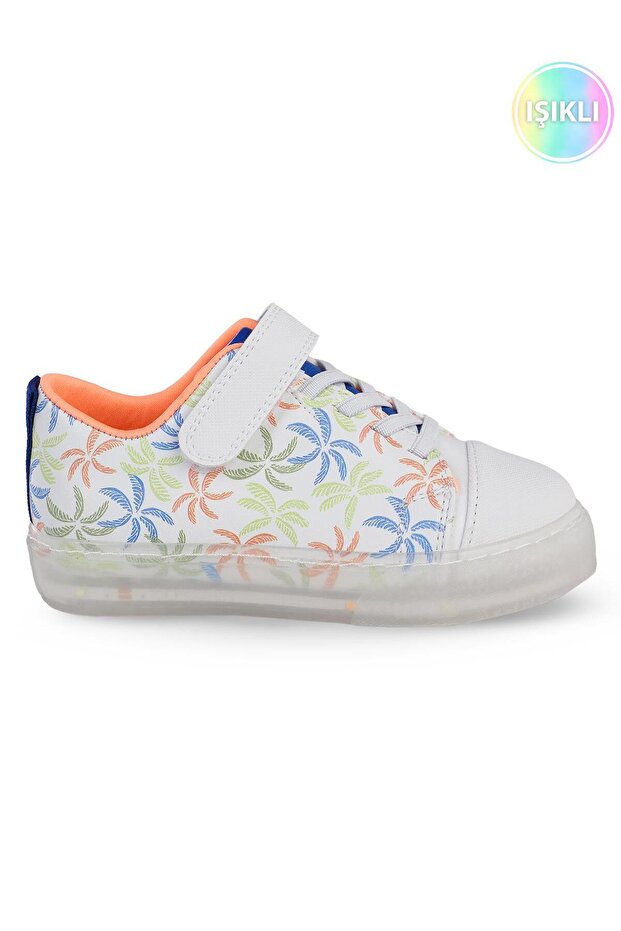 Palm Tree Printed Sneakers | School Nursery and Daily Use - White