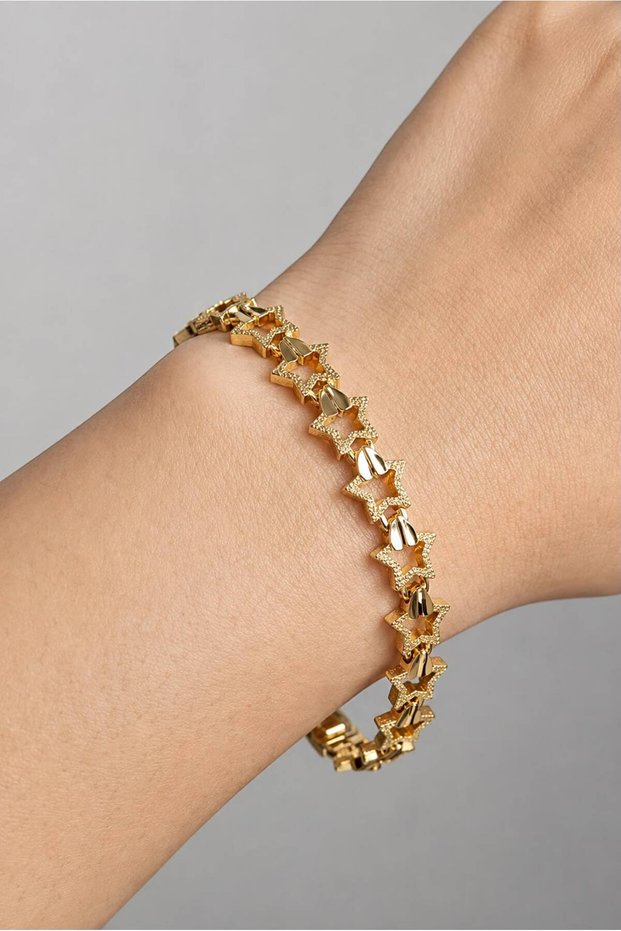 Steel & Xuping Stone Bracelet with Star and Heart-Shaped Figures