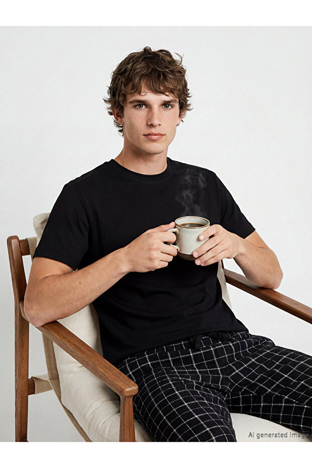 Özmarka New Season Crew Neck Men's Pajama Top
