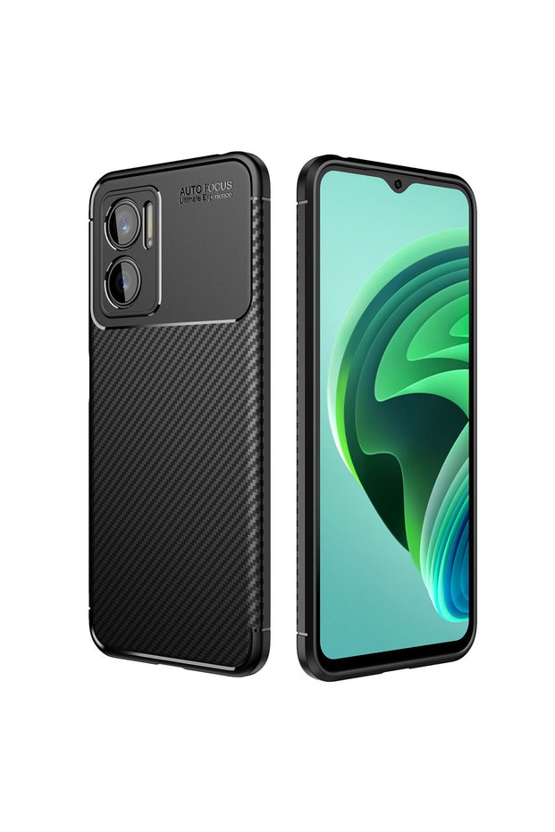 Xiaomi Redmi Note 11E Case Carbon Look Silicone with Camera Protection Ultimate Protection Senk