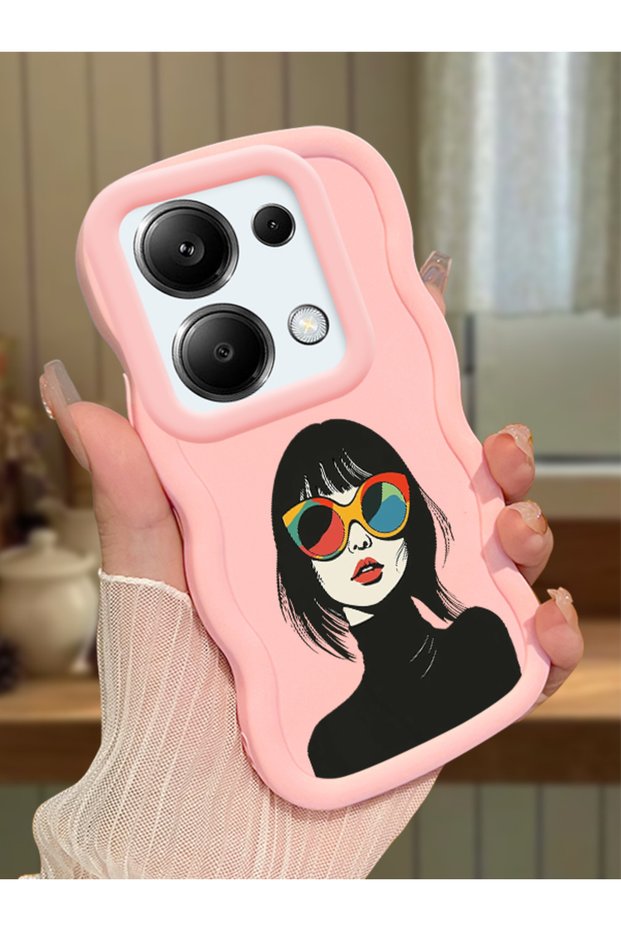Poco M6 Pro 4g Compatible Case Camera Protector Pink Silicone Couple Phone Case Girl Pattern